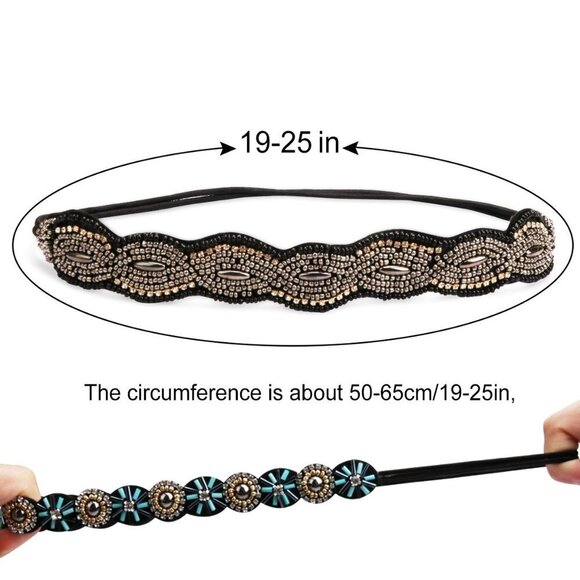 5 Pieces Rhinestone Headbands Elastic Crystal Beaded Hair Accessories main image 5